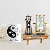 Kişiye Özel Hediyelik Yin Yang Kupa & Deniz Feneri Kum Saati Seti