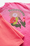 Next Baby Pamuklu Parlak Pembe Çiçek Desenli Kısa Kollu Alt Üst Takım