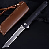 Kişiye Özel M390 Çelik Kamp ve Outdoor Çakı – İsim Yazılı Şık Deri Kılıflı