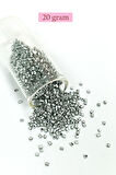 Kesme Cam Boncuk 2mm - 20 Gram - Mat Gümüş -BNC333