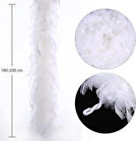 Beyaz Renk Kabarık Kalın Otriş Boa Tüy 6 Cm Genişlik 180-200 Cm Uzunluk