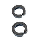 Erkek Küpesi - 2 Adet Siyah Çelik Kıstırmalı Küpe Paslanmaz Atmaz Çelik Siyah Küpe