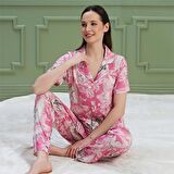 Over Sleep 1319 Kadın Kısa Kol Önden Düğme Pijama