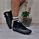 Jump 29676 Siyah-Altın Çoraplı Krampon Çimsaha Futbol Ayakkabı