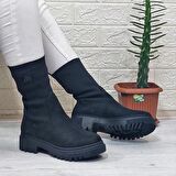 M.P 2746 Siyah Süet Bilekten Lastikli 27cm Kadın Bot