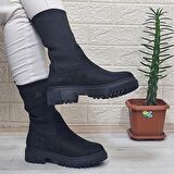 M.P 2746 Siyah Süet Bilekten Lastikli 27cm Kadın Bot