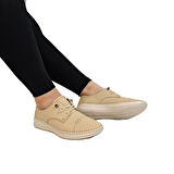 Voyager 9523 Bej Hakiki Deri Kadın Ayakkabı