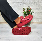 Sonimix 12901 Bordo Taşlı Kalın Tabanlı Kadın  Terlik