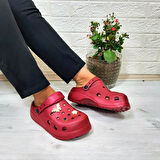 Sonimix 12901 Bordo Taşlı Kalın Tabanlı Kadın  Terlik