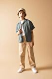 DeFacto Erkek Çocuk Oversize Geniş Kalıp Polo Yaka Waffle Kısa Kollu Gömlek B8963A824SMGN463