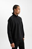 DeFactoFit Standart Fit Dik Yaka Yarım Fermuarlı Sporcu Sweatshirt D2363AX24AUBK81