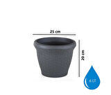 Omnipazar SO-HS02 Plastik Hasır Desenli Dekoratif Saksı 6 Litre No 2