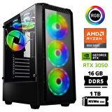 Xaser Delux X8 Ryzen 5 8400F 16GB DDR5 Ram 1TB M.2 NVMe SSD 6GB RTX3050 Masaüstü Oyuncu Bilgisayarı