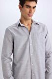 DeFacto Modern Fit Polo Yaka Basic Düz Uzun Kollu Gömlek E5045AX25SMBK81