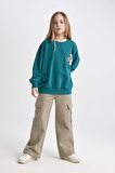 DeFacto Kız Çocuk Oversize Fit Bisiklet Yaka Sweatshirt C0570A824SPGN265