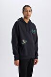 DeFactoFit NBA Boston Celtics Oversize Geniş Kalıp Kapüşonlu Sırt Baskılı Kalın Sweatshirt D6690AX25SPBK82