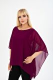 Büyük Beden Mor Şifon Bluz 38E-2405