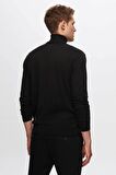 Regular Fit Siyah Pamuk Karışımlı Balıkçı Yaka Triko Kazak 5HF06ORT12007