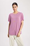 DeFactoFit Oversize Modal Bisiklet Yaka Sporcu Kısa Kollu Tişört B5536AX24SPPR490