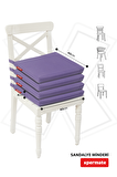 Xpermate Fermuarlı 4'lü Sandalye Minderi Su İtici Kumaş 40x40Cm Sünger Sandalye Minderi Bağcıklı Mor