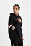DeFactoFit NBA Houston Rockets Comfort Fit Kapüşonlu Sırt Baskılı Kalın Sweatshirt C9276AX24AUBK81
