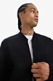 DeFactoFit Slim Fit Dar Kesim Kolej Yaka Skuba Dalgıç Kumaş Bomber Hırka F0877AX25SPBK81