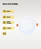 9W Sıva Altı Yuvarlak Slim Led Panel 3200K Sarı Işık - 2 Adet