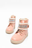 Günlük Kız Çocuk  Rugan Bot Fermuarlı  Lastik Bağcıklı Kürk ve Taş Detaylı Kaymaz Taban Bootie 391