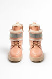 Günlük Kız Çocuk  Rugan Bot Fermuarlı  Lastik Bağcıklı Kürk ve Taş Detaylı Kaymaz Taban Bootie 391