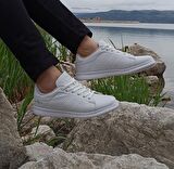 Bestof 041 Beyaz Sneaker Düz Taban Spor Ayakkabı