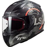 LS2 RAPID CIRCLE MAT TITANIUM-TURUNCU KAPALI KASK