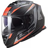 LS2 STORM RACER MAT TITANIUM-TURUNCU KAPALI KASK