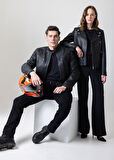 HD BIKER PROFESSIONAL SİYAH DERİ KORUMALI MOTOSİKLET MONT