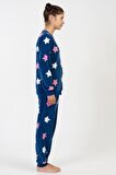 Kız Çocuk Uzun Kol İndigo Polar Pijama Takımı C2T0N9O023