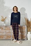 Kadın Uzun Kol Lacivert Pijama Takımı C1T5N2O91