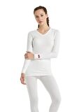 V Yaka Beyaz Unisex Uzun Kol Thermal İçlik C7T5N2O1