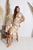 Kadın Kısa Kol Uzun Bej Kimono C9T5N651
