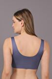 Kadın Lazer Kesim Desteksiz Balensiz Antrasit Mavi Sütyen 336125