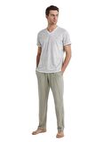 Erkek Kısa Kol Sütlü Kahve Pijama Takımı C9T6N4O04
