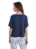 Kadın Kısa Kol Lacivert Lenzing Micro Modal Pijama Takımı C2T7N3O15