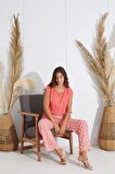 Kadın Kısa Kol Nar Çiçeği Pijama Takım C9T1N5O51