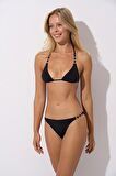 Kadın Brazilian Aksesuarlı Siyah Üçgen Bikini C3T0N2O142