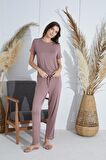 Kadın Kısa Kol Vizon Pijama Takım C8T5N9O51