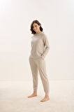 Kadın Uzun Kol Bej Mlelanj Pijama Takım C5T7N0O61