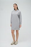 Kadın Uzun Kol Kapüşonlu Gri Elbise C5T5N6O02