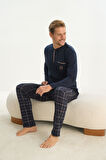 Erkek Uzun Kol Lacivert Pijama Takım C7T3N5O9
