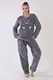 Kadın Welsoft Uzun Kol Füme Pijama Takım C8T4N0O603