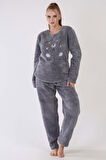Kadın Welsoft Uzun Kol Füme Pijama Takım C8T4N0O603
