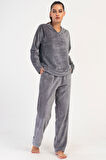 Kadın Welsoft Uzun Kol Füme Pijama Takım C0T2N1O304