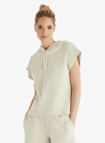Kadın Premium Kısa Kol Şortlu Bej Ev Giyim 60554-55